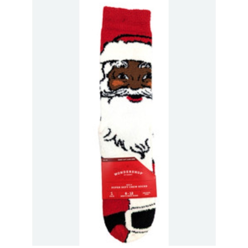 2 Pairs NEW Black Santa Men's Christmas Crew Socks Size 6-12 2 Pairs Per Order